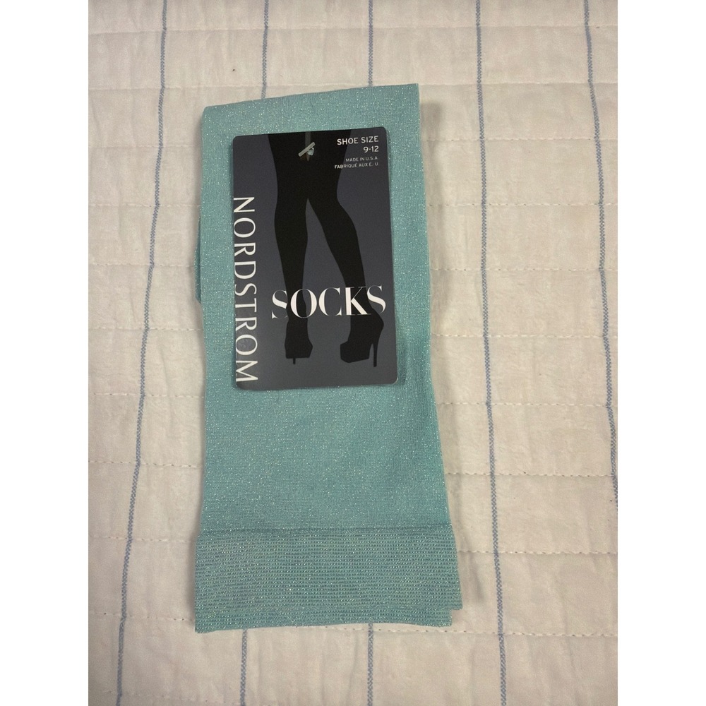 Nordstrom Green Lily Metallic Glitter Socks Lurex Sparkle Shoe Size 9-12 New